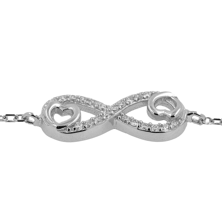 Silver Infinity Bracelet with Zirconium