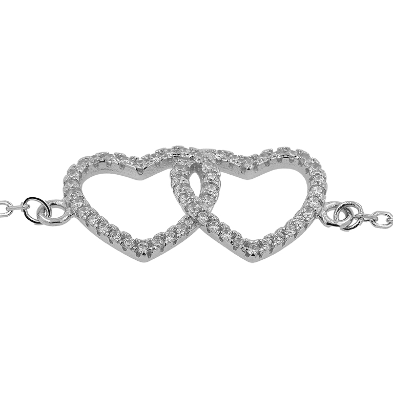 Silver Heart Bracelet with Zirconium