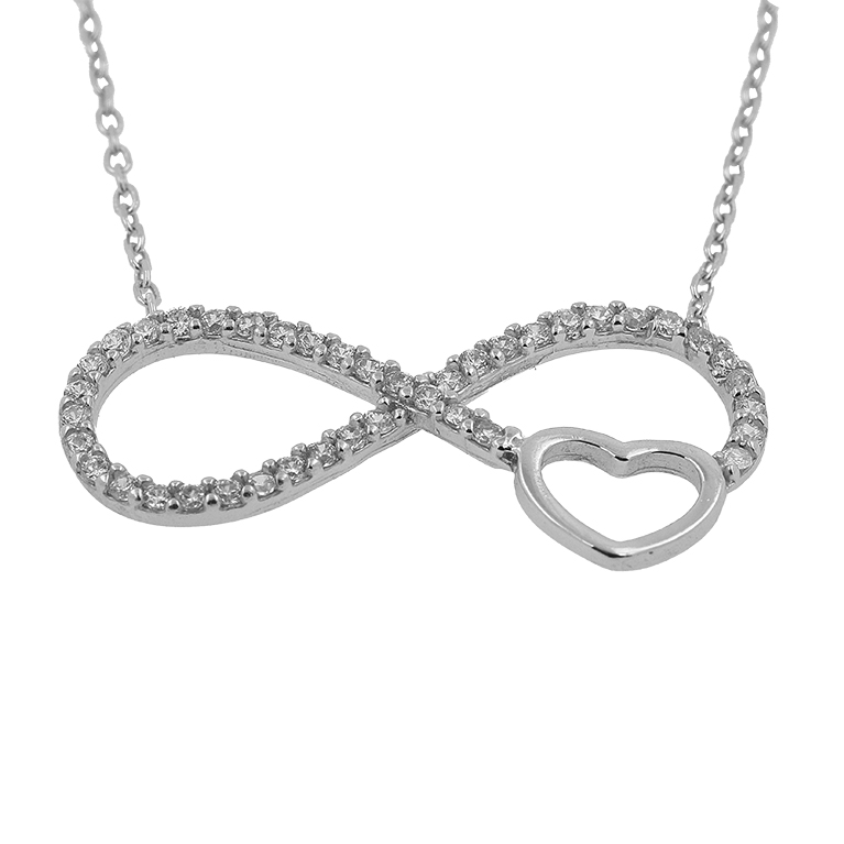 Silver Chain with Infinity Pendant and Zirconium
