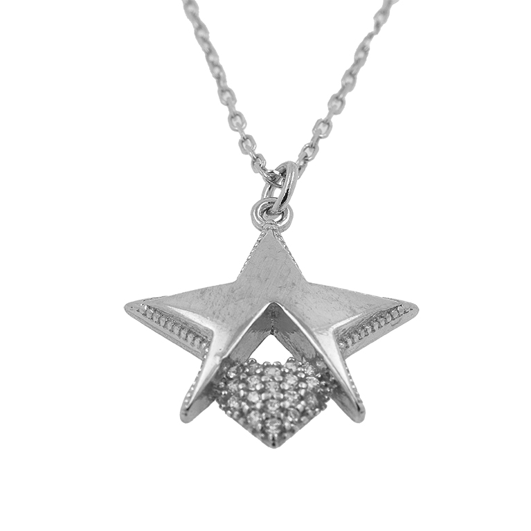 Silver Chain with Star Pendant and Zirconium