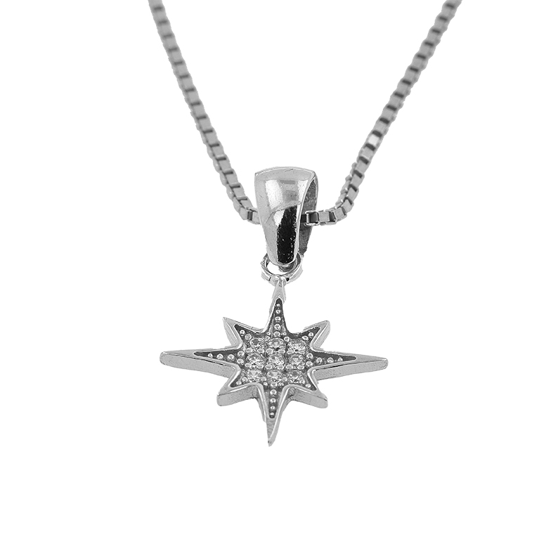 Silver Chain with Star Pendant and Zirconium