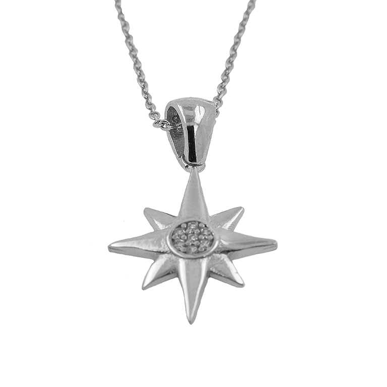 Silver Chain with Star Pendant and Zirconium