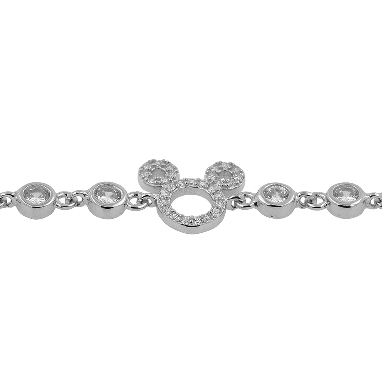 Silver Mickey Mouse Bracelet with Zirconium
