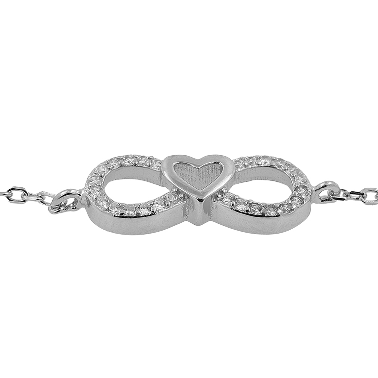 Silver Infinity Bracelet with Zirconium