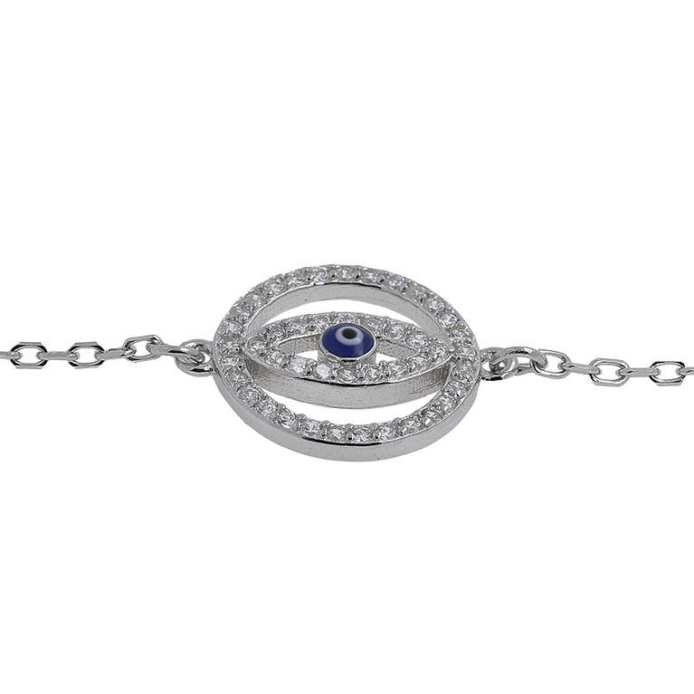 Silver Bracelet with Eye and Zirconium