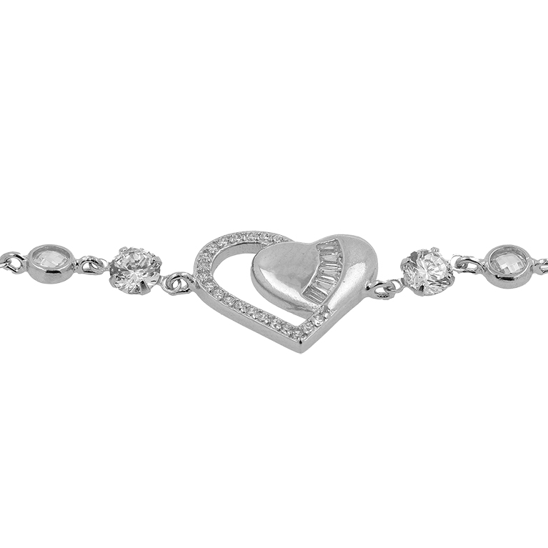 Silver Heart Bracelet with Zirconium
