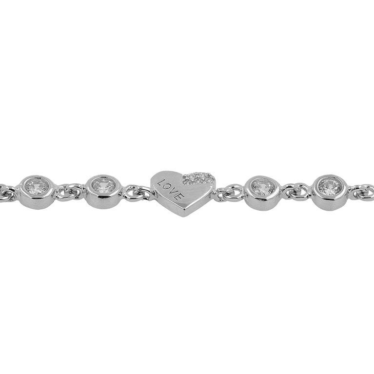 Silver Heart Bracelet with Zirconium