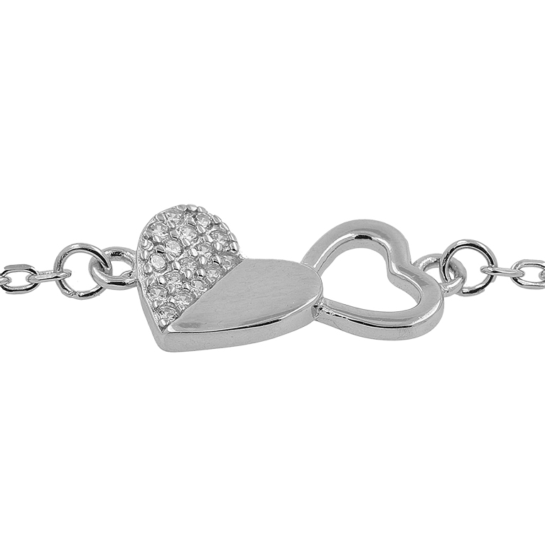Silver Heart Bracelet with Zirconium