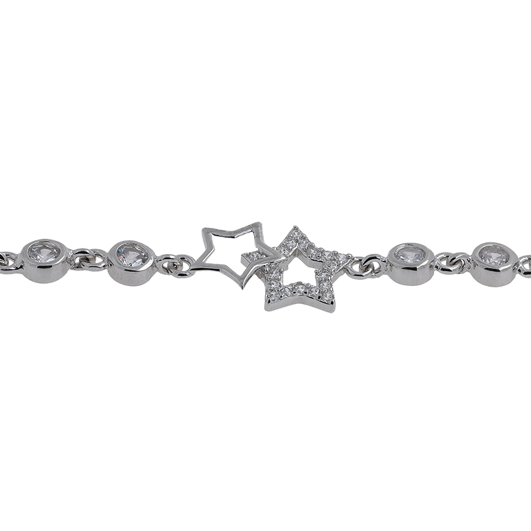Silver Bracelet Star with Zirconium