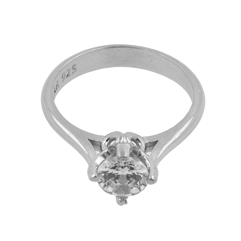 Silver Ring with a Zirconium Stone Insert and a Beautiful Pattern