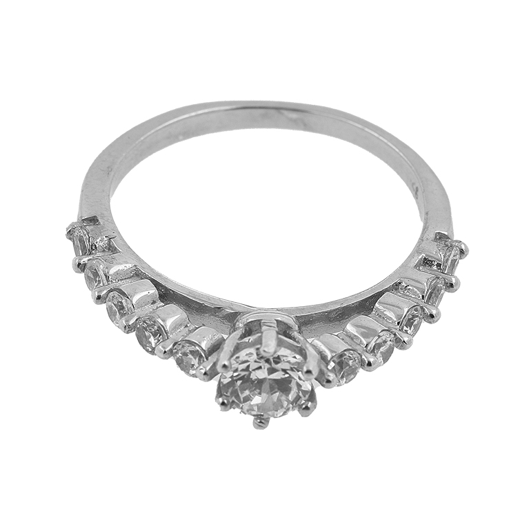 Silver Ring with Multiple Zirconia Stone Inserts