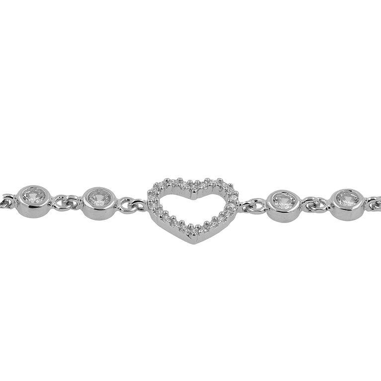 Silver Heart Bracelet with Zirconium