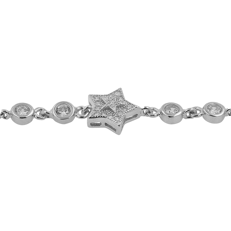 Silver Bracelet Star with Zirconium