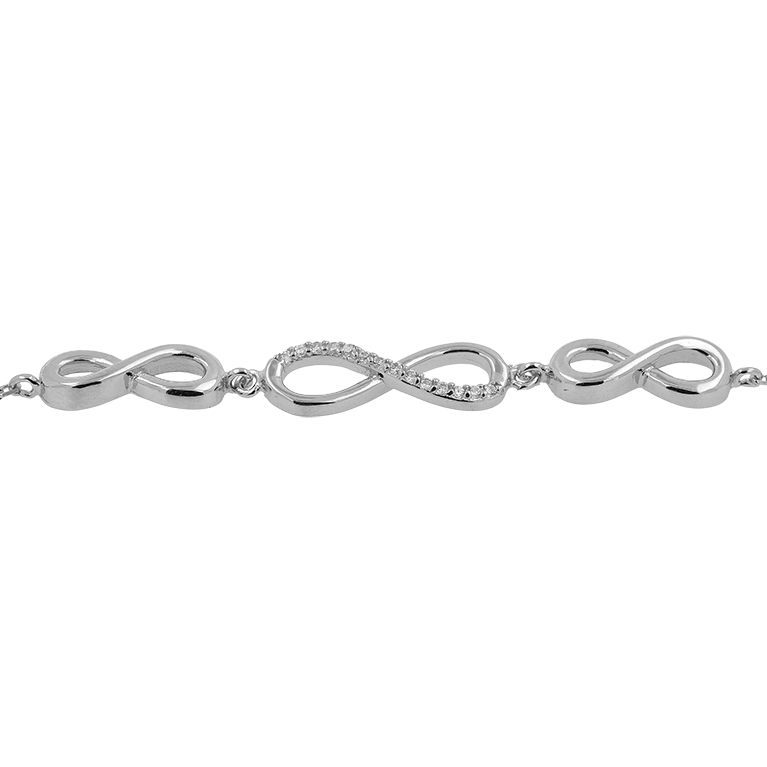 Silver Infinity Bracelet with Zirconium