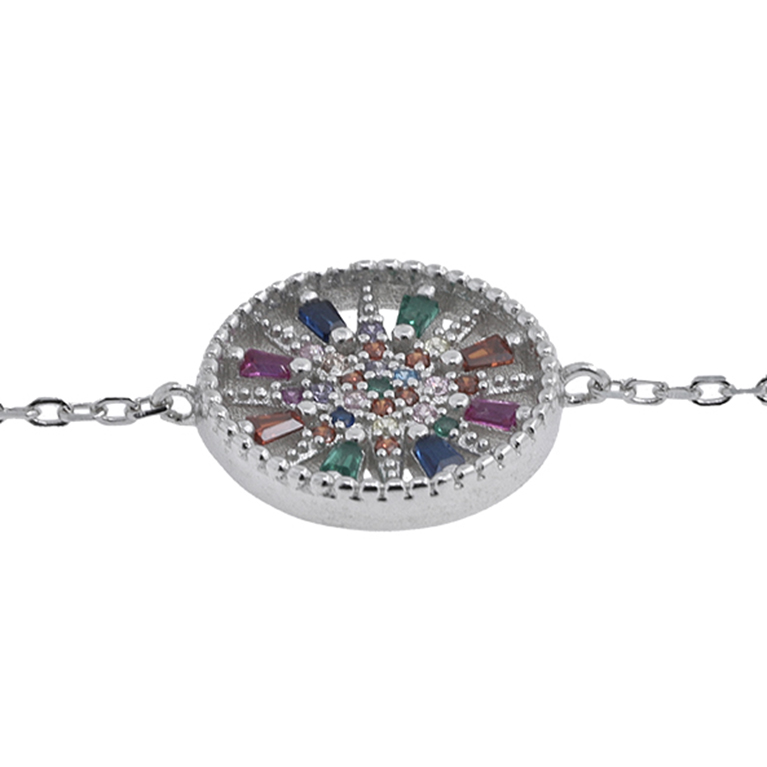 Silver Bracelet with Colored Zirconia