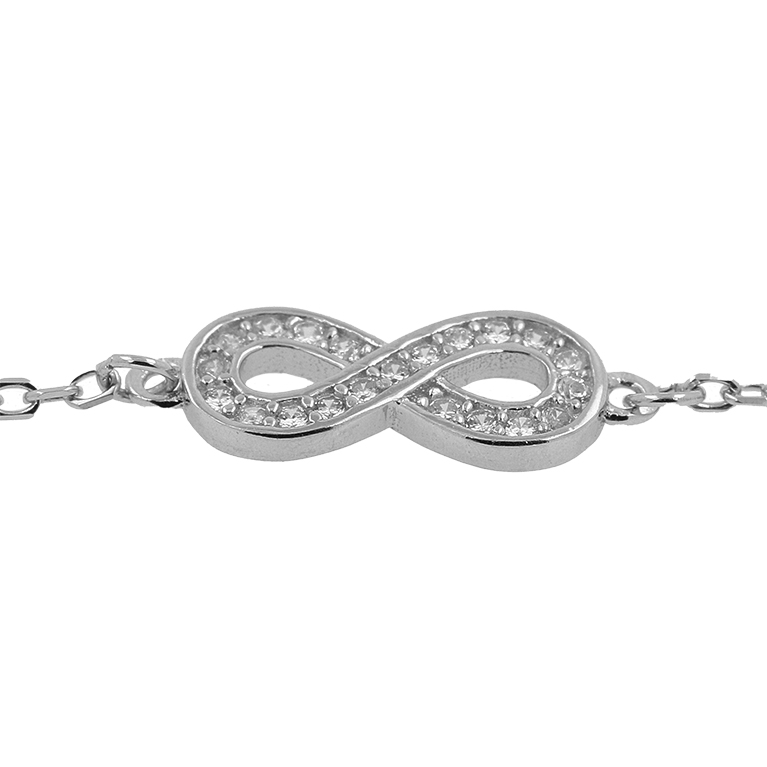Silver Infinity Bracelet with Zirconium
