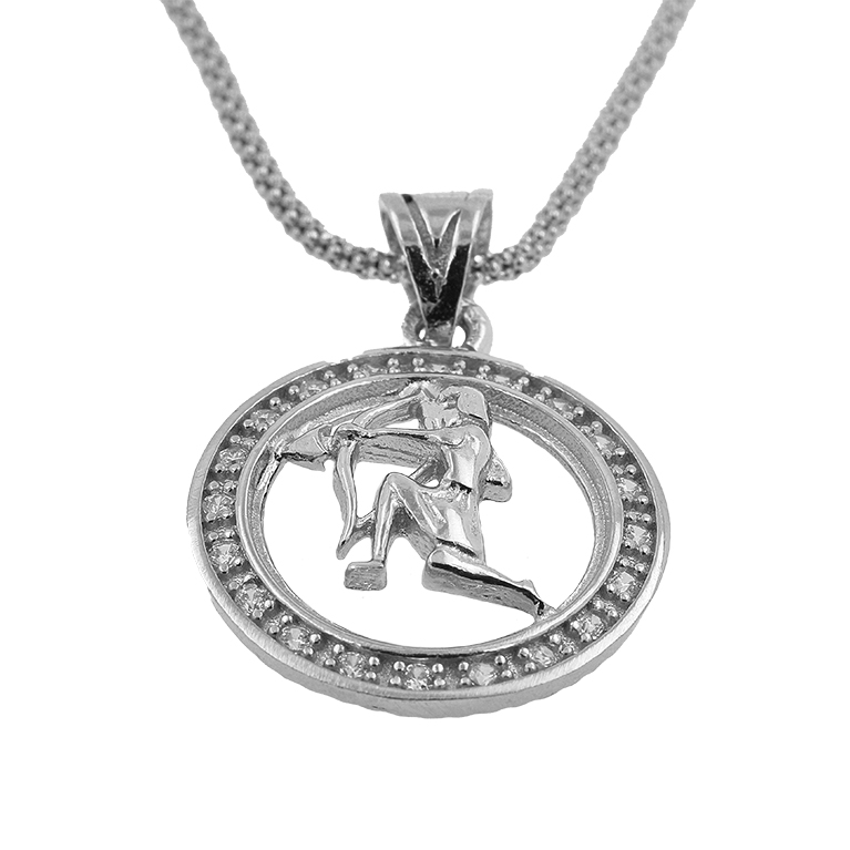 Silver Chain with Sagittarius Pendant and Zirconium