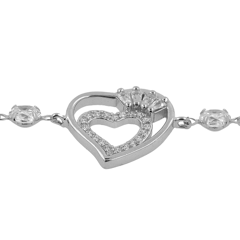 Silver Heart Bracelet with Zirconium