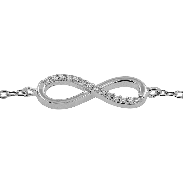 Silver Infinity Bracelet with Zirconium
