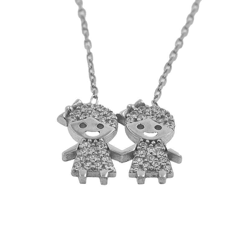 Silver Chain with Girls’ Pendant and Zirconia
