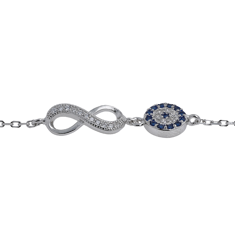 Silver Infinity Bracelet with Zirconium
