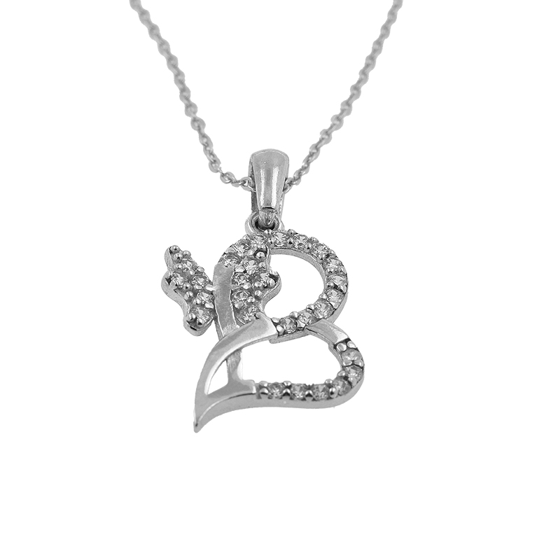 Silver Chain with Pendant and Zirconium