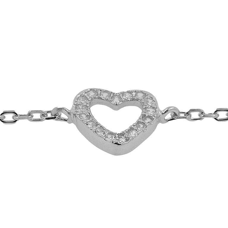 Silver Heart Bracelet with Zirconium