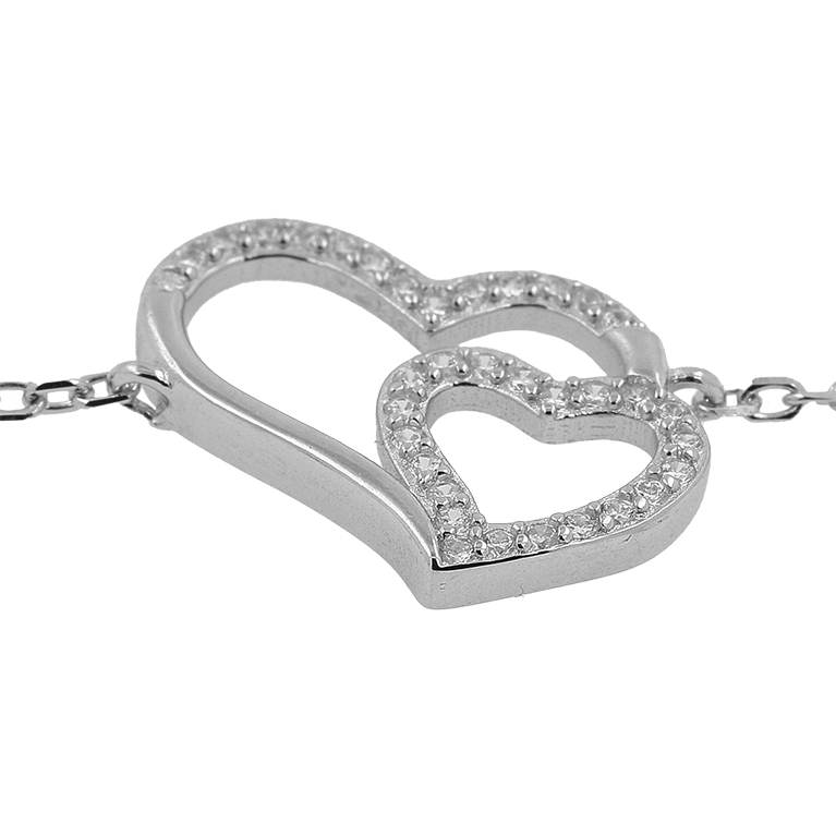 Silver Heart Bracelet with Zirconium