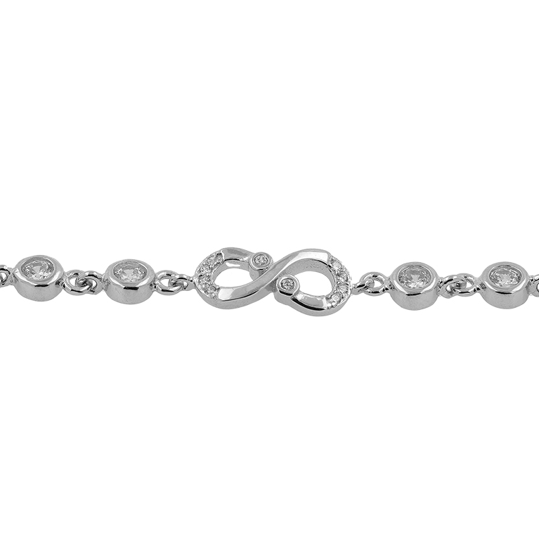 Silver Bracelet Infinity and Zirconium