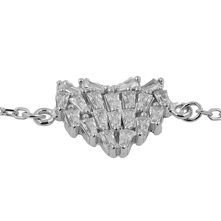 Silver Heart Bracelet with Zirconium