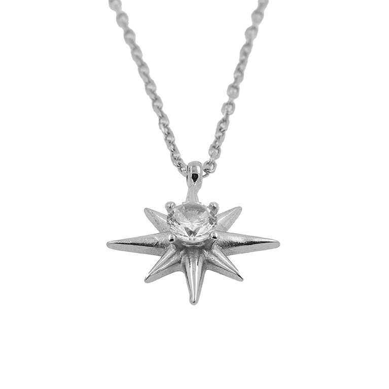 Silver Chain with Star Pendant and Zirconium