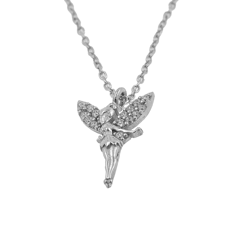 Silver Chain with Fairy Pendant and Zirconium