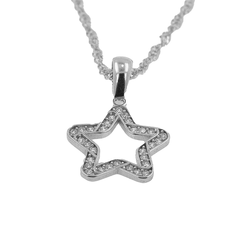 Silver Chain with Star Pendant and Zirconium