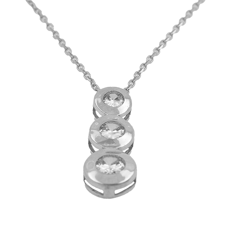 Silver Chain with Pendant and Zirconium