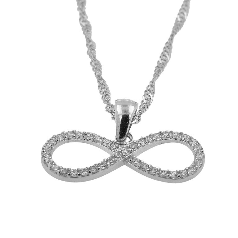Silver Chain with Infinity Pendant and Zirconium