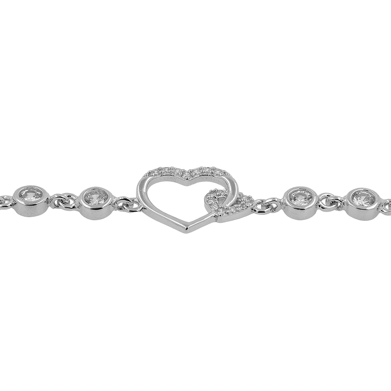 Silver Heart Bracelet with Zirconium