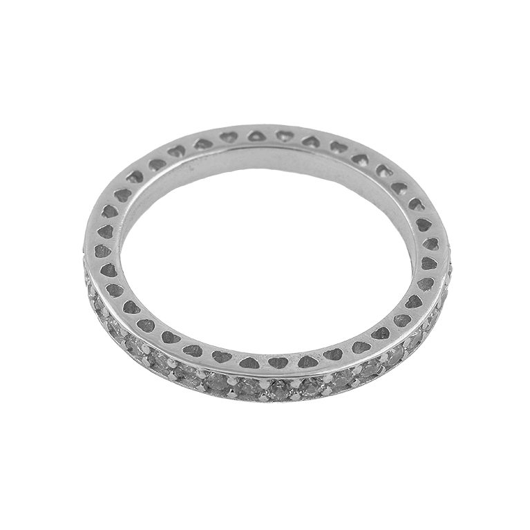 Silver Ring with Zirconium Stone Insertion Along the Bezel