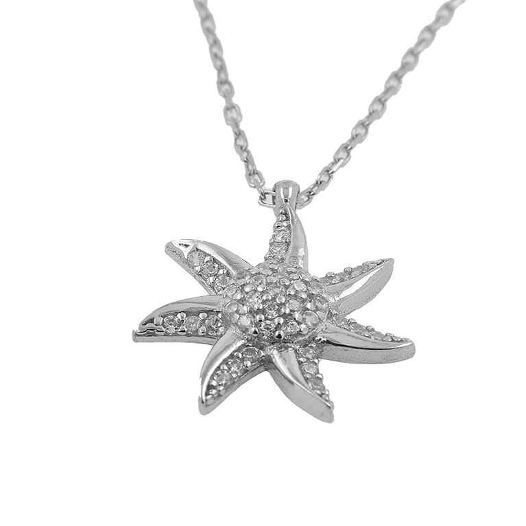 Silver Chain with Star Pendant and Zirconium