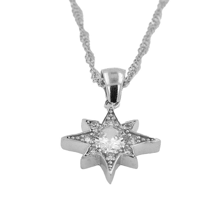 Silver Chain with Star Pendant and Zirconium