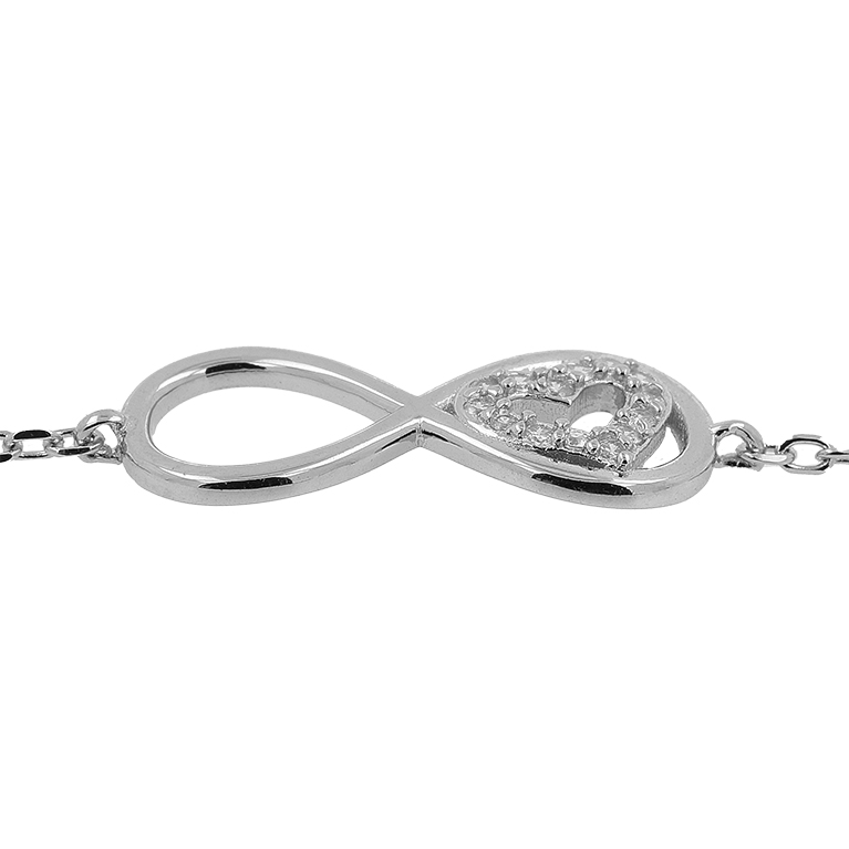Silver Infinity Bracelet with Zirconium