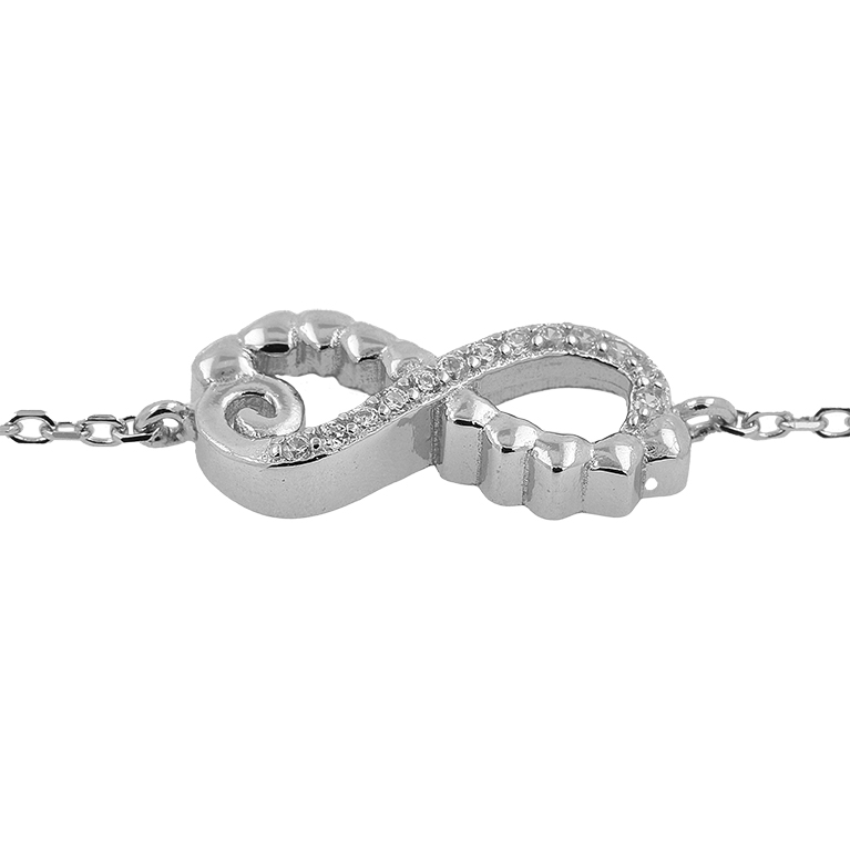 Silver Infinity Bracelet with Zirconium