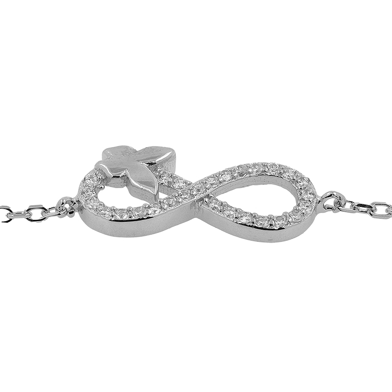 Silver Infinity Bracelet with Zirconium