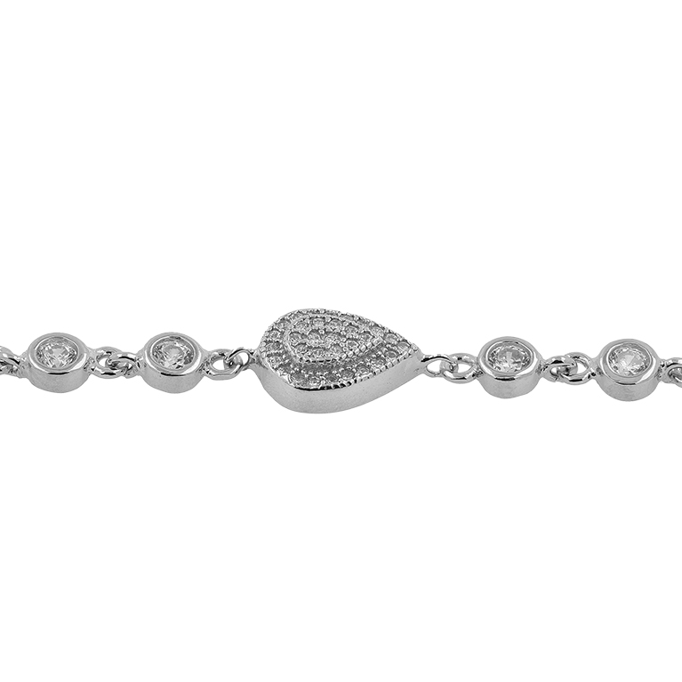 Silver Bracelet Droplet with Zirconium
