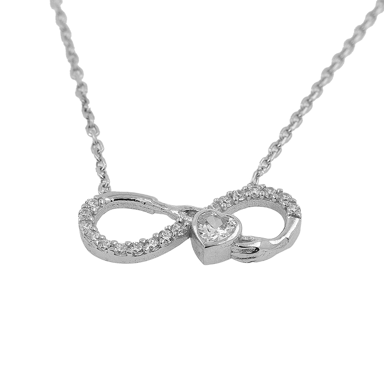 Silver Chain with Infinity Pendant and Zirconium