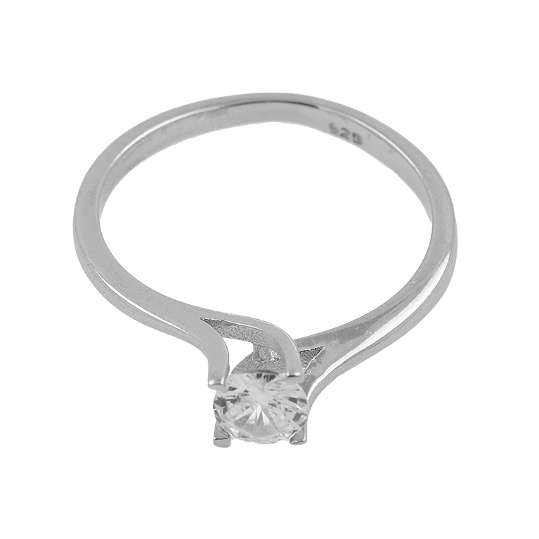 Silver Promise Ring with Zirconia Stone Insert