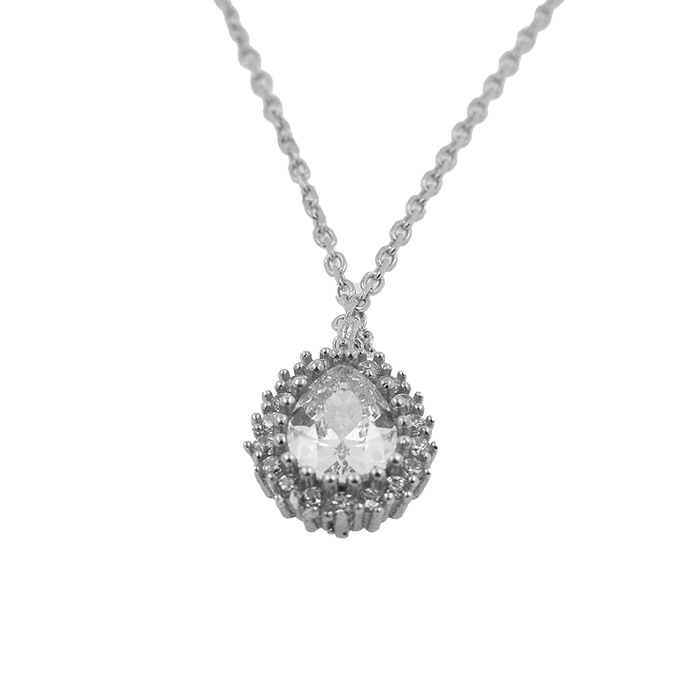 Silver Chain with Pendant and Zirconium