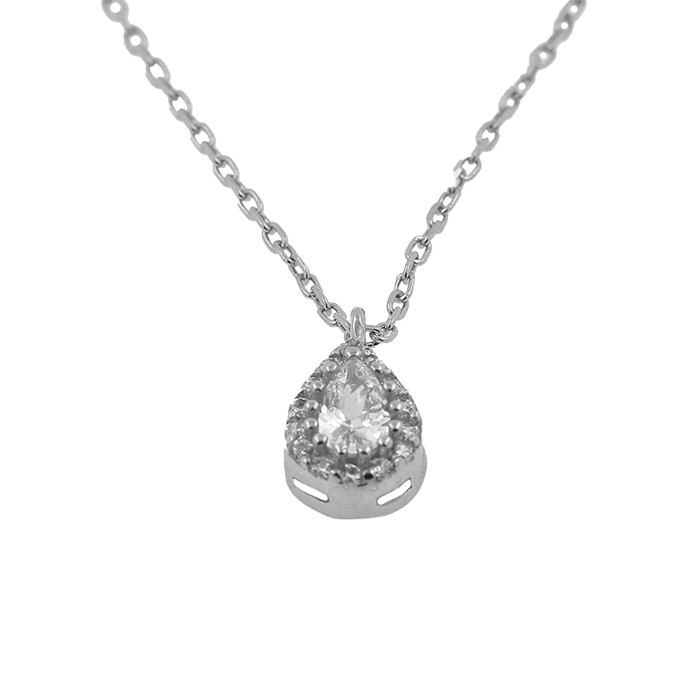 Silver Chain with Pendant and Zirconium