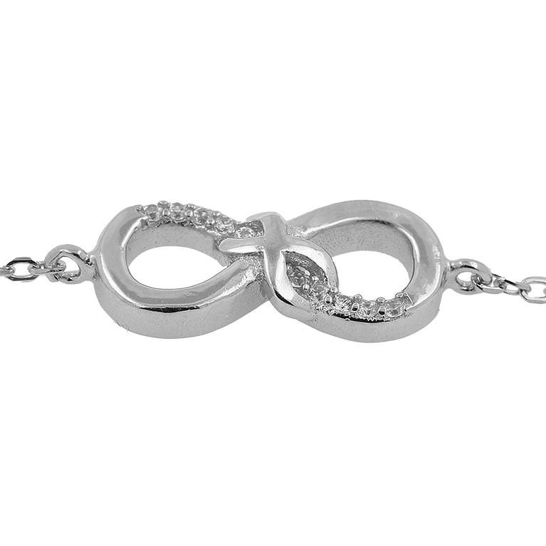 Silver Infinity Bracelet with Zirconium