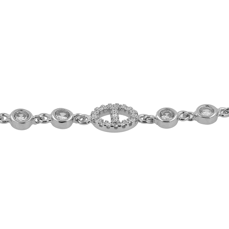 Silver Bracelet with Zirconia Inserts