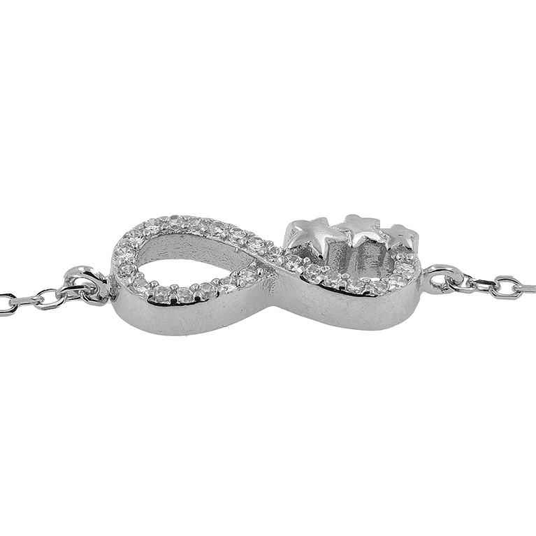 Silver Infinity Bracelet with Zirconium